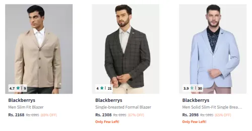 Image of Blackberrys Men Blazer Minimum 60% Discount
