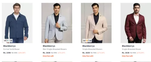 Image of Blackberrys Men Slim-Fit Striped Single-Breasted Casual Blazers up to 67% Discount