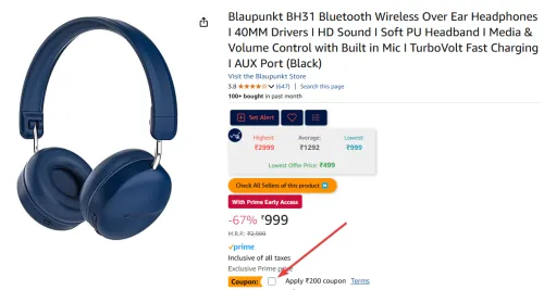 Image of Blaupunkt BH31 Bluetooth Wireless Over Ear Headphones