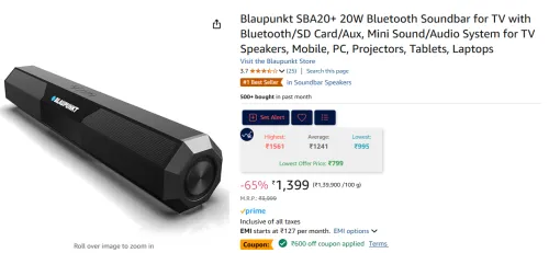 Image of Blaupunkt SBA20+ 20W Bluetooth Soundbar