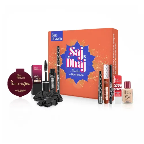 Image of Blue Heaven Saj Dhaj Festive Makeup Kit for women- Natural, Pack of 10 | .