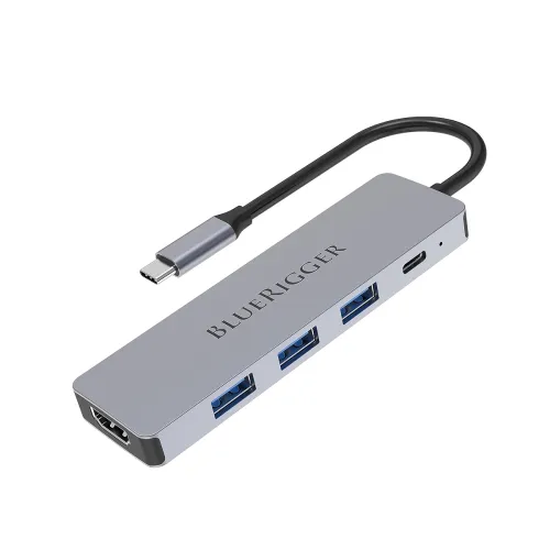 Image of Bluerigger 5-in-1 USB-C Hub (4K@60Hz HDMI, 3x USB 3.0, 100W PD) 