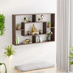 BLUEWUD Crafte Engineered Wood Wall Decor Floating for Living Room