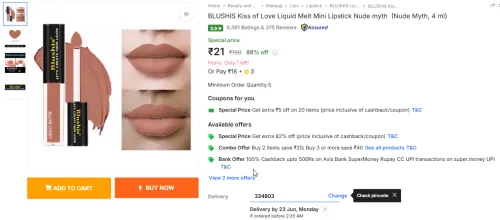 Image of BLUSHIS Kiss of Love Liquid Melt Mini Lipstick 4 ml