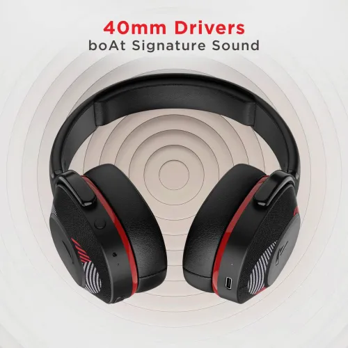 Image of boAt 425 Bluetooth (Fiery Red, On the Ear) .