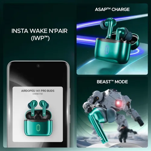 Image of boAt Airdopes 141 Pro Buds, 13mm Drivers, Metallic Finish, 60HRS Battery