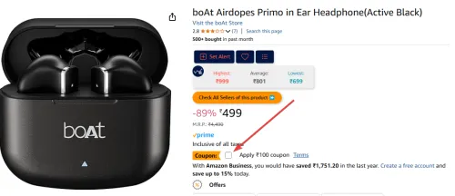 Image of boAt Airdopes Primo in Ear Headphone