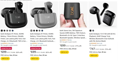 Image of boAt Earbuds At Starting @ ₹699