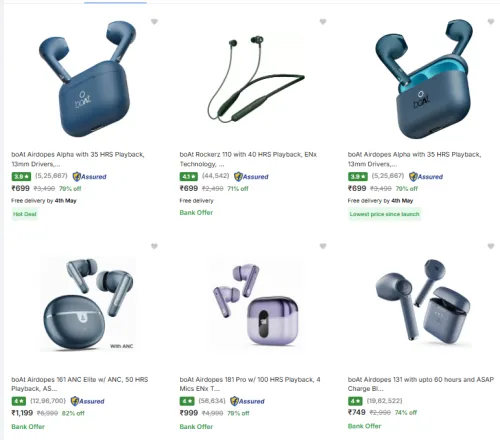 Image of Boat Earbuds & Neckband Starting @ ₹699