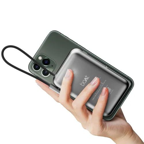 Image of boAt Energyshroom PB330 MagnaCharge 10000 mAh Magnetic Wireless Power Bank w/ 15W Wireless Charging