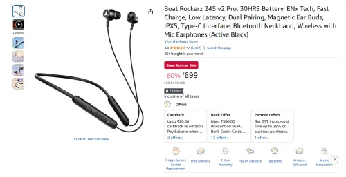 Image of Boat Rockerz 245 v2 Pro, 30HRS Battery Ear Buds