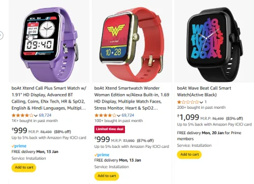 Image of bOAT Smartwatches Starting @ ₹999