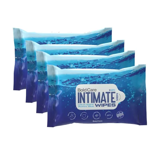 Image of Bold Care Active Blue Intimate Cleansing Wipes, 40 wipes * pack of 4.