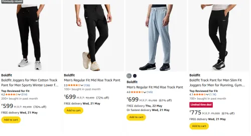Image of Boldfit Joggers for Men Minimum 70% Discount