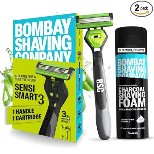 Image of Bombay Shaving Company Sensi Smart 3 Razor and Charcoal Shaving Foam Combo