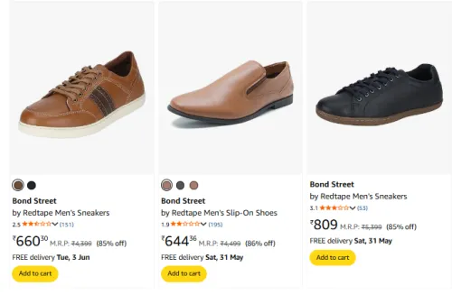 Image of Bond Street Men Fashion Shoes Minimum 85% Discount