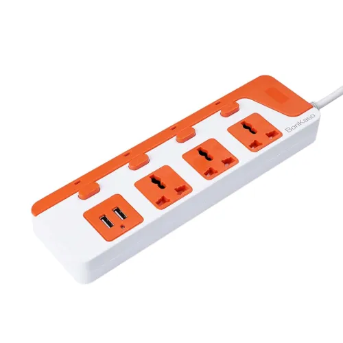 Image of BonKaso 3-Socket Power Strip with Dual USB - 3AC Sockets, 2 USB, 1.5m Cord Length