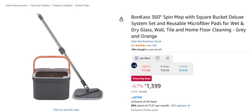 Image of BonKaso 360° Spin Mop with Square Bucket