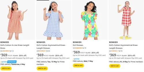 Image of BONKIDS Girls Dresses at minimum 85% Discount