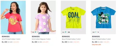 Image of BONKIDS Girls Typography Printed Cotton T-shirt Starting At @₹306