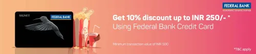 Image of BookMyShow Offer : 10% discount upto ₹250 with Federal Bank Credit Cards