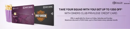 Image of BookMyShow Offer: Upto ₹250 Off on Group Bookings with HDFC Bank Diners Club Privilege Card
