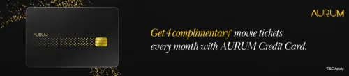 Image of BookMyShow Offer: 4 free movie tickets per month or ₹1000 Off with AURUM Credit Card