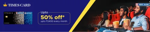 Image of BookMyShow Offer: 50% Off up to ₹2400 every month with HDFC Bank Times Card Offer