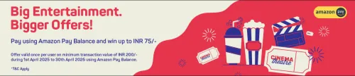Image of BookMyShow Offer: Pay Using Amazon Pay Balance (Min. Transaction Value ₹200) & Win upto ₹75