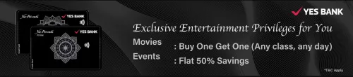 Image of BookMyShow Offer: BOGO Movie ticket free with Yes Private and Yes Private Prime CCa
