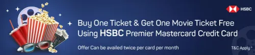 Image of BookMyShow: Buy 1 Ticket and Get 1 Movie Ticket Free using HSBC Premier Mastercard Credit Card Offer