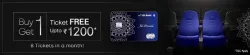 BookMyShow Offer: Buy 1 ticket and Get 1 Free up to ₹1200 with YES Private Debit Card