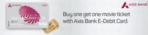 Image of BookMyShow Offer: Buy 1 ticket & Get 1 Free with Axis Bank E-Debit Cards