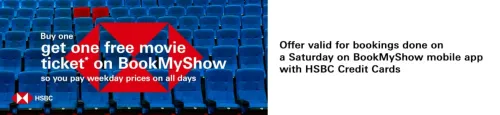 Image of BookMyShow Offer : BOGO free on movies with HSBC Credit Cards