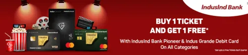 Image of BookMyShow Offer: Buy 1 Get 1 Free with IndusInd Bank Pioneer & Indus Grande Debit Card