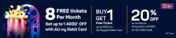 BookMyShow Offer : Buy 1 ticket and Get 1 Free upto ₹500 with AU ivy Debit Card