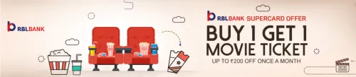 Image of BookMyShow Offer: Buy 1 Get 1 Movie Tickets up to ₹200 Off with RBL Bank Supercard Offer