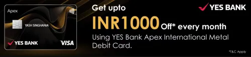 Image of BookMyShow Offer: Get Upto ₹1000 off on every month with YES Bank Apex International Metal Debit Card