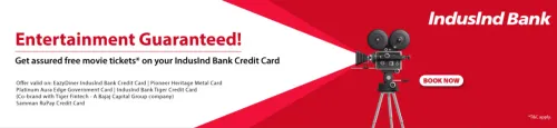 Image of BookMyShow Offer: IndusInd Bank Credit Card Assured Movie Ticket Offer