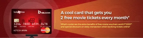 Image of BookMyShow Offer: RBL Bank Credit Card Get 2 free movie tickets every month
