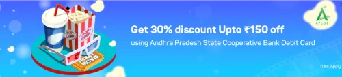 Image of BookMyShow Offer: Save 30% discount up to ₹150 Off using Andhra Pradesh State Cooperative Bank DC
