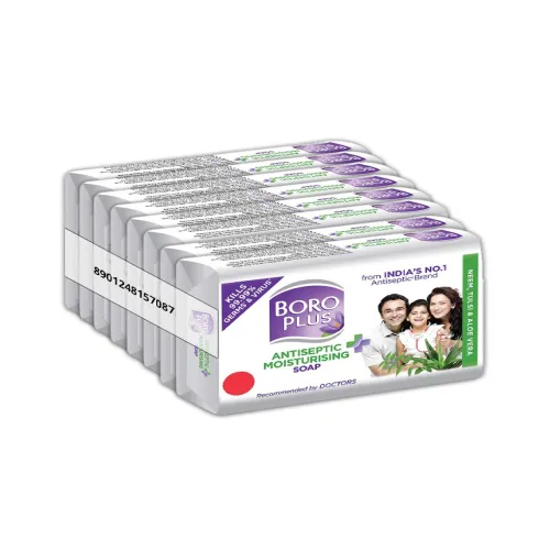 Image of BOROPLUS Set of 8 Antiseptic Moisturising Soap with Neem, Tulsi & Aloe Vera - 125 g Each