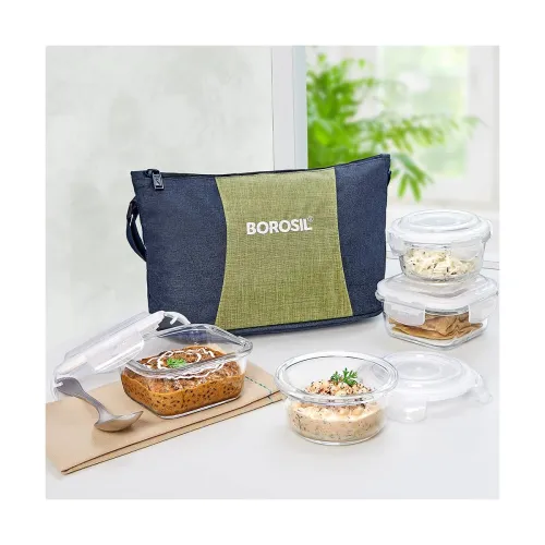 Image of Borosil Ace Daisy Borosilicate Glass Lunch Boxes Set of 4