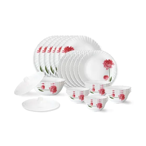 Image of Borosil Belle Fluted Opalware Dinner Set (28 pieces)