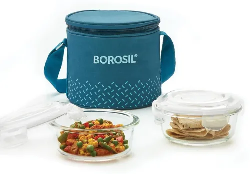 Image of BOROSIL Teal Lunch Box with Bag, 2 Pc