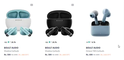 Image of BOULT AUDIO Shadow Bluetooth Earbuds Starting Price At @ ₹599