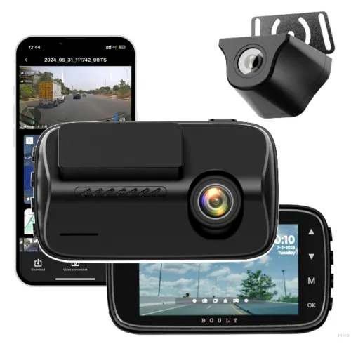 Image of Boult Newly Launched Cruisecam X5 Pro GPS Dashcam with 4K + 8MP (Front) & 1080p + 2MP (Rear) Recording .
