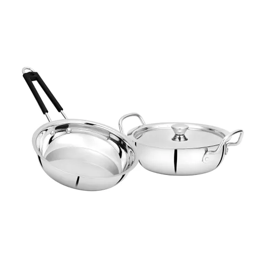 Image of Bowls & More Flat Bottom Stainless Steel Cookware Set - 3 Pcs