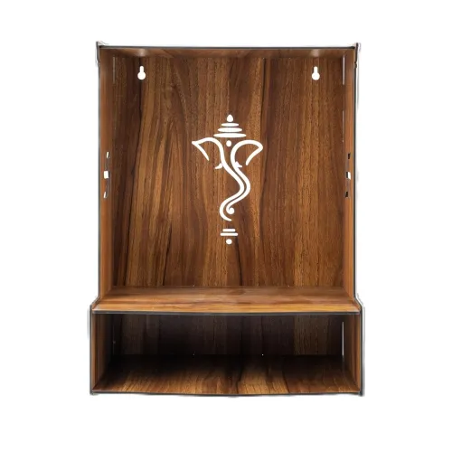 Image of Brahmaart Wall-Mounted Wooden Pooja Mandir (Ganesh Ji Design)