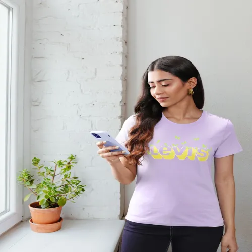 Image of Brand Logo Printed Pure Cotton T-shirt